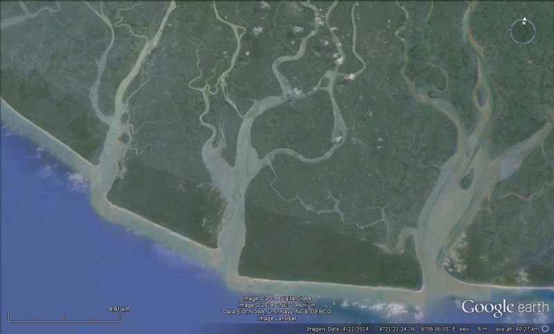 Nigerian delta tidal channels